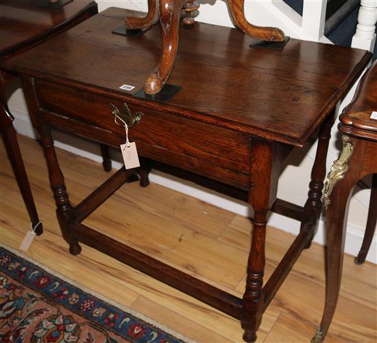 An 18th century oak lowboy, W.84cms